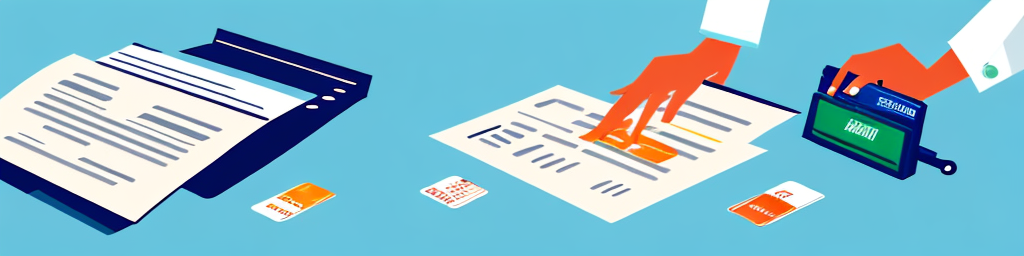 A cash register with a credit card and a finance agreement document next to it