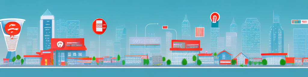 A variety of residential and commercial properties surrounded by marketing tools such as a megaphone