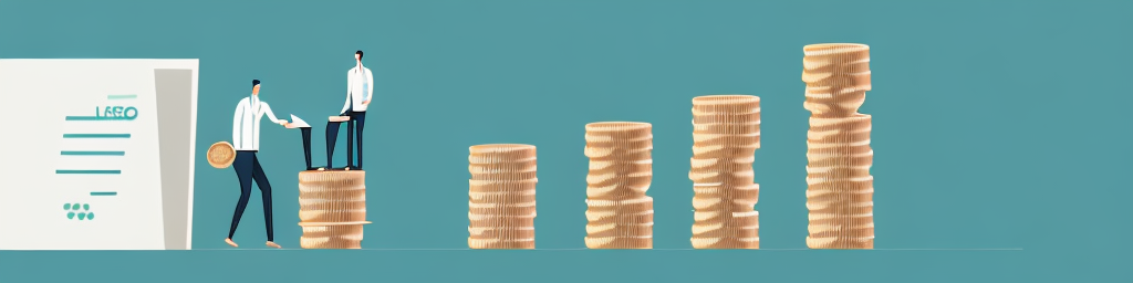 A scale balancing a stack of coins on one side and an llc document on the other