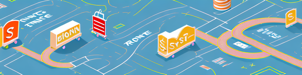 A winding road leading to a horizon with various sales-related symbols (like a price tag