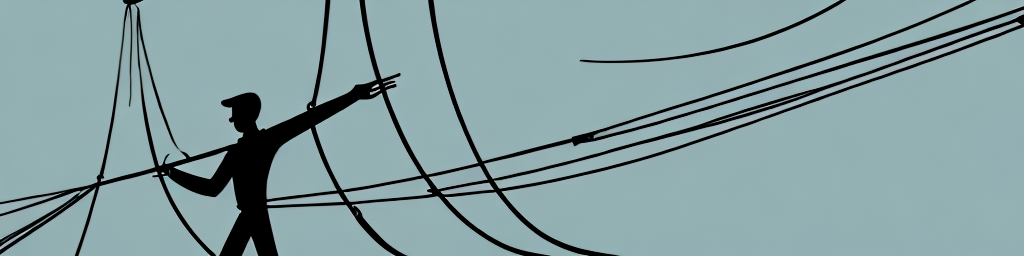 A tightrope walker maintaining balance