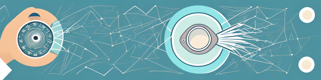 A magnifying glass hovering over a stylized