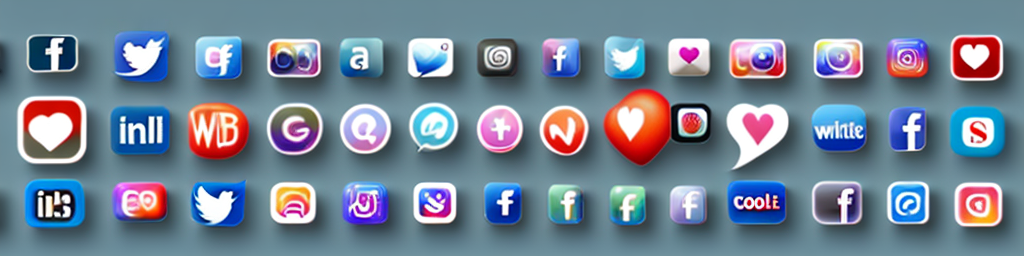 Various social media icons like a thumbs up