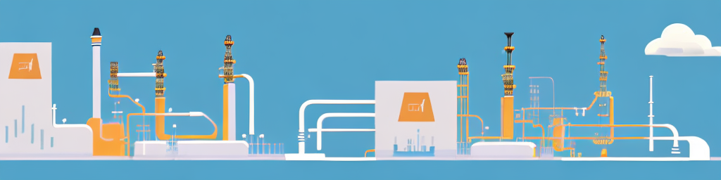 A computer running eor (enhanced oil recovery) software with oil wells and business buildings in the background