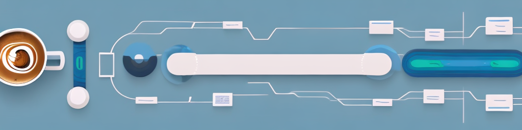 A streamlined conveyor belt with various symbolic stages (like an empty desk