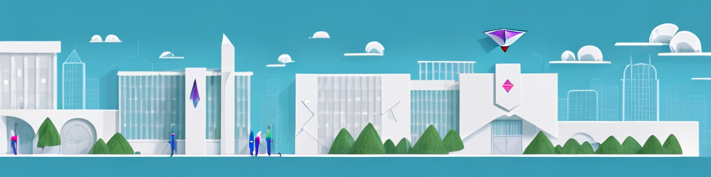 Various office buildings with doors opening to release paper planes