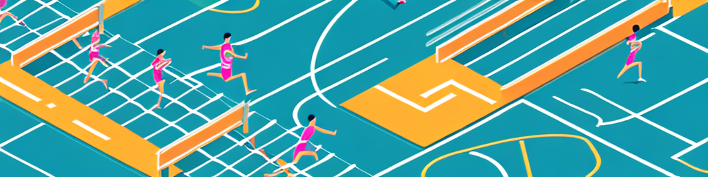 A running track with hurdles