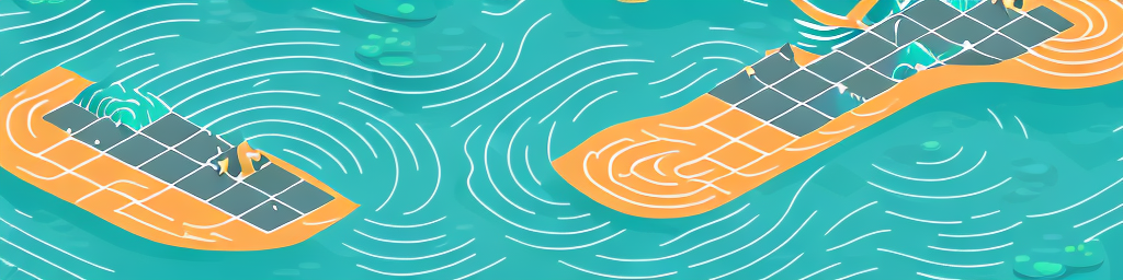 A waterfall flowing flexibly around various obstacles